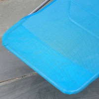 Outsunny Folding Chaise Lounge Pool Chairs, Outdoor Sun Tanning Chairs with Pillow, Reclining Back, Steel Frame & Breathable Mesh for Beach, Yard, Patio, Blue(m-7)