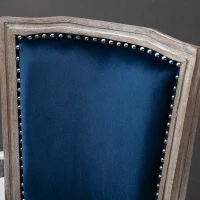 HOMCOM Vintage Dining Chair with High Back, Thick Sponge Padded Seat and Section Armrest with Wood Frame, Blue(m-8)