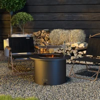 Outsunny 2-in-1 Smokeless Firepit, Stainless Steel Bonfire Stove with Poker and Ash Tray for Backyard, Patio, Picnic, Black(m-10)