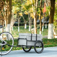 Aosom Steel Trailer for Bike, Bicycle Cargo Trailer with Storage Box, Safe Reflectors, Max Load 88LBS