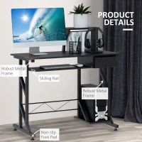 HOMCOM Computer Desk with Keyboard Tray, Writing Desk with Drawer, Workstation for Home Office, Black (35.4"Lx19.7"Wx39.4"H)(m-5)