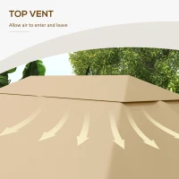 Outsunny 10' x 13' Gazebo Replacement Canopy Cover, Gazebo Roof Replacement (TOP COVER ONLY), Khaki(m-5)