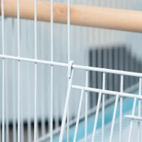 PawHut 55.1" 2 In 1 Bird Cage Aviary Parakeet House for finches, budgies with Wheels, Slide-out Trays, Wood Perch, Food Containers, Light Blue(m-10)