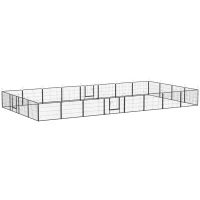 PawHut 24 Panel 24" Height Heavy Duty Dog Playpen for Small Medium Dogs, Grey(m-11)