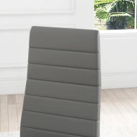 HOMCOM Modern Dining Chairs, Set of 4, High Back PU leather Upholstery and Metal Legs for the Living Room, Kitchen, Home Office, Grey(m-9)