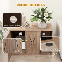 PawHut Cat Litter Box Enclosure with Scratching Board, Cat Washroom End Side Table, 31.5" x 19" x 20", Walnut Brown(m-7)