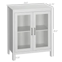 kleankin Modern Bathroom Storage Cabinet, Free Standing Bathroom Cabinet with Double Glass Doors and Adjustable Shelf, White(m-3)