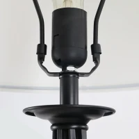 HOMCOM 3 Piece Table Floor Lamp Set with Metal Pole, Round Base, and Fabric Lampshade, for Living Room, Black/White(m-9)