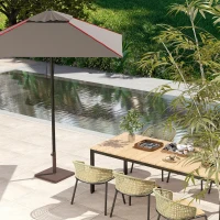 Outsunny Patio Umbrella Base, 32 lbs Concrete Heavy Duty Umbrella Base, Outdoor Umbrella Stand Patio Umbrella Holder for 1.5"/1.9" Umbrella Poles for Outdoor, Lawn, Poolside, Brown(m-8)