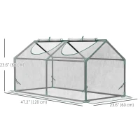 Outsunny 47" x 24" x 24" Portable Mini Tunnel Greenhouse Garden Planting Outdoor Flower Warm House Box with 2 Windows Steel Frame Weatherized Cover, Clear(m-3)