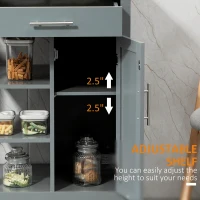 HOMCOM Kitchen Island Cart, Rolling Kitchen Island with Storage Shelf, Solid Wood Top, Drawer, for Dining Room, Gray(m-6)