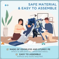 Qaba Slide for Kids with Basketball Hoop for Indoor Use, Easy Set Up Baby Slide for Kids 18-36 Months, Blue(m-7)