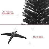 HOMCOM 5' Artificial Pencil Christmas Tree, Slim Xmas Tree with 294 Realistic Branch Tips and Plastic Stand, Black(m-6)