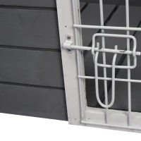 PawHut 31"L Wooden Decorative Dog Cage Kennel Wire Door with Lock Small Animal House with Openable Top Removable Bottom Gray(m-9)