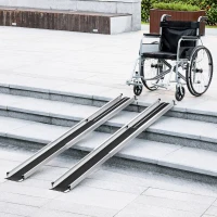 HOMCOM Telescopic Wheelchair Ramp, 8ft, 600 lbs, Aluminium Threshold Ramp, 2 Pack, for Home Steps, Mobility Scooters, Stairs(m-8)