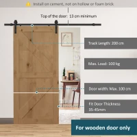 HOMCOM 6.6FT CARBON STEEL Sliding Wood Barn Door Hardware Track Set Door System Carbon Steel J Shape Roller(m-4)