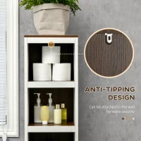 kleankin Tall Bathroom Storage Cabinet, Freestanding Tower Cabinet with 3 Open Shelves and Adjustable Shelf, Antique White(m-6)