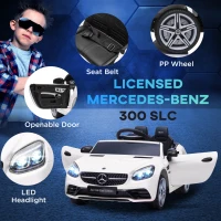 Aosom Mercedes SLC 300 Licensed Kids Electric Car with Remote Control, 12V Battery Powered Kids Ride on Car with Music, Lights, Suspension for 3-6 Years Old, White(m-6)