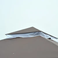 Outsunny 10' x 10' Double Tier Garden Gazebo Canopy Outdoor Sunshade Tent Anti-UV Roof with Metal Frame, Coffee(m-9)