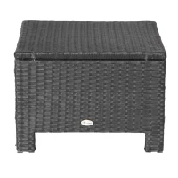 Outsunny Patio Rattan Ottoman, Outdoor Wicker Footrest with Soft Cushion, Metal Frame for Backyard, Garden, and Poolside, White(m-9)