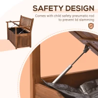 Outsunny 47" x 24" Double Seat Wooden Storage Bench Outdoor Acacia Wood Multifunction Courtyard Armchair Garden Chair Patio Armrest Bench Large Capacity Storage Box for Outdoor(m-5)