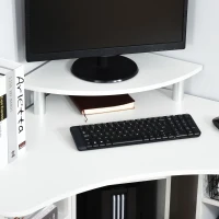 HOMCOM 35" L-Shaped Computer Desk with Monitor Stand and Open Shelves, Home Office Corner Desk Study Workstation for Small Space, White(m-9)