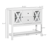 HOMCOM Modern Sideboard, Glass Door Buffet Cabinet with Storage Drawers and Adjustable Shelves, Console Table for Living Room, Kitchen, Entryway, White(m-3)
