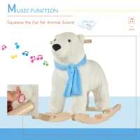Qaba Kids Ride On Rocking Horse with Soft Polar Bear Body, Fun Roaring Sound, & Safety Handlebars/Footrests(m-7)