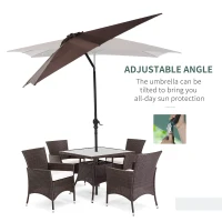 Outsunny 9' x 7' Solar Umbrella, LED Lighted Patio Umbrella for Table or Base with Tilt & Crank, Outdoor Umbrella for Garden, Deck, Backyard, Pool, Beach, Brown(m-6)