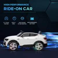Aosom 12V Kids Electric Ride On Car, Audi E-tron, Battery Powered Toy with Parent Remote Control, Suspension System, Auxiliary Wheels, LED Lights, Music and Horn,  MP3 Player, White(m-4)