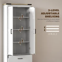 HOMCOM 67" Tall Kitchen Pantry Storage Cabinet, Kitchen Pantry Cabinet with Doors, Drawers and Adjustable Shelves, Cream White(m-5)