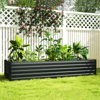 Outsunny 8 x 2.6 x 1.5ft Galvanized Raised Garden Bed, Reinforced Outdoor Planter Box with Open Bottom, Dark Grey(m-8)