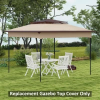 Outsunny 11' x 11' Replacement Canopy Top for Pop Up Canopy Tent, 2-Tier Canopy Cover, 30+ UV Protection, Beige(m-10)