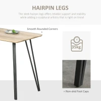 HOMCOM Rustic Rectangular Dining Table Kitchen Table with Metal Hairpin Legs for Dining Room, or Living Room 47.25" x 23.5" x 29.5", Natural(m-5)