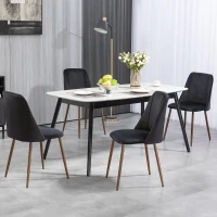 HOMCOM Upholstered Dining Chairs Set of 4, Velvet Accent Chair with Back and Wood-grain Steel Leg for Kitchen, Black(m-1)
