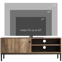 HOMCOM Retro TV Cabinet for TVs up to 50", TV Stand with Compartment and Adjustable Shelf, Media Console with Sliding Door for Living Room, Coffee(m-7)