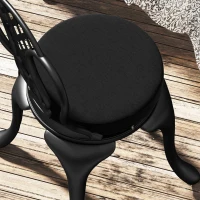 Outsunny Patio Chair Cushions Set of 4 Round Seat Cushions for Dining Bistro Chairs Machine Washable, 15" x 15" x 3", Black(m-9)