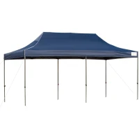 Outsunny 10' x 20' Pop Up Canopy Tent with Sidewalls & Doors, Instant Tents for Parties with Wheeled Carry Bag, Height Adjustable, for Outdoor, Garden, Patio, Blue(m-10)