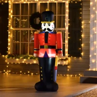 HOMCOM 6 Ft Tall Nutcracker Toy Soldier Outdoor Lighted Airblown Inflatable Christmas Lawn Decoration(m-1)
