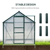 Outsunny 6' x 8' Outdoor Greenhouse with Rain Gutter and Roof Vent for Patio Backyard Dark Green(m-6)