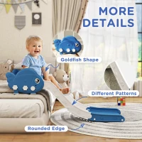 Qaba Toddler Couch Slide for Bed, Sofa, Stairs, Easy Assemble & Storage, for 18-48 Months, Blue(m-7)