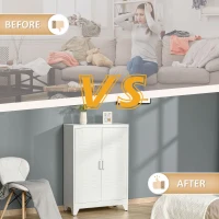 HOMCOM Industrial Storage Cabinet, Steel Garage Cabinet with Double Doors and Adjustable Shelves, White(m-8)