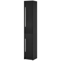 HOMCOM Freestanding Tall Bathroom Storage Cabinet with Adjustable Shelves, Bathroom Organizer, Black Wood Grain(m-2)