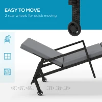 Outsunny Wicker Chaise Lounger with 5-Level Adjustable Backrest, Light Grey(m-5)