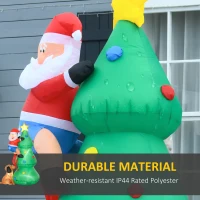 HOMCOM Inflatable Christmas Tree Decorations with Santa Claus annd Puppy Dog with LED,  Outdoors Christmas Decor for Yard, Lawn(m-5)