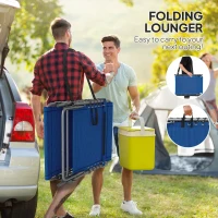 Outsunny Folding Outdoor Chaise Lounge Chair Tanning Chair with 5-Level Adjustable Back, Side Table, Pillow, Pocket, Dark Blue(m-7)