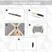 Outsunny Pop-Up Tent, Foldable Screen Tent with Carry Bag, Zippered Door and Ground Stakes, Fits 3-4 People, Beige(m-5)