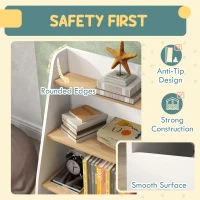 Qaba 4 Tier Kids Bookshelf and Toy Storage Organizer with Book Rack, for Living Room, Kids Room, Playroom, Bedroom, White(m-6)