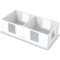 PawHut Double Room Design Whelping Box for Dogs with Whelping Pad, Clear Panels, Adjustable Entrance, for Small Dogs(m-1)