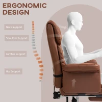 HOMCOM Executive Office Chair with Footrest and Lumbar Support, PU Leather Desk Chair, Ergonomic, Reclining and Swivel, Brown(m-4)